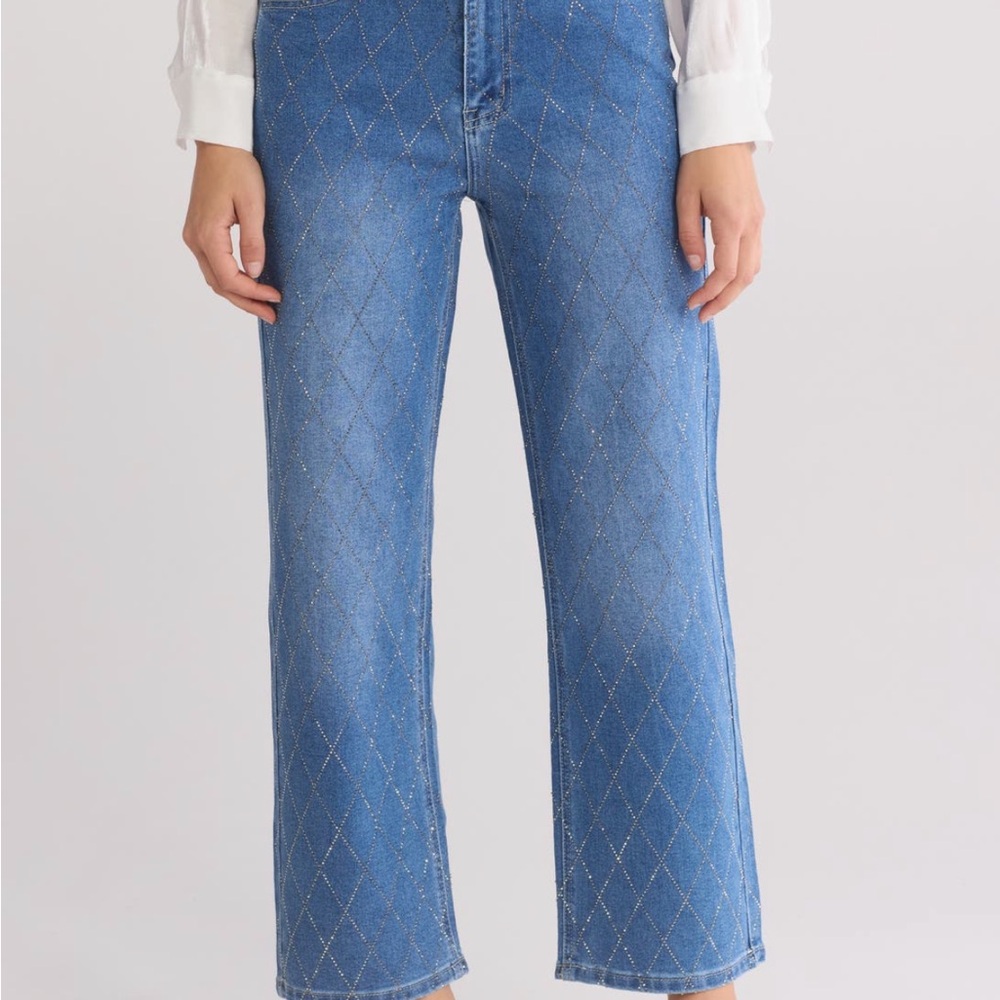 Cropped Embellished Denim Jeans